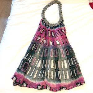 Halter Top w/ Braided Metal Chain Neckline